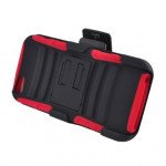 Wholesale iPhone 5 Dual Hybrid Case with Stand and Holster Clip (Black-Red)